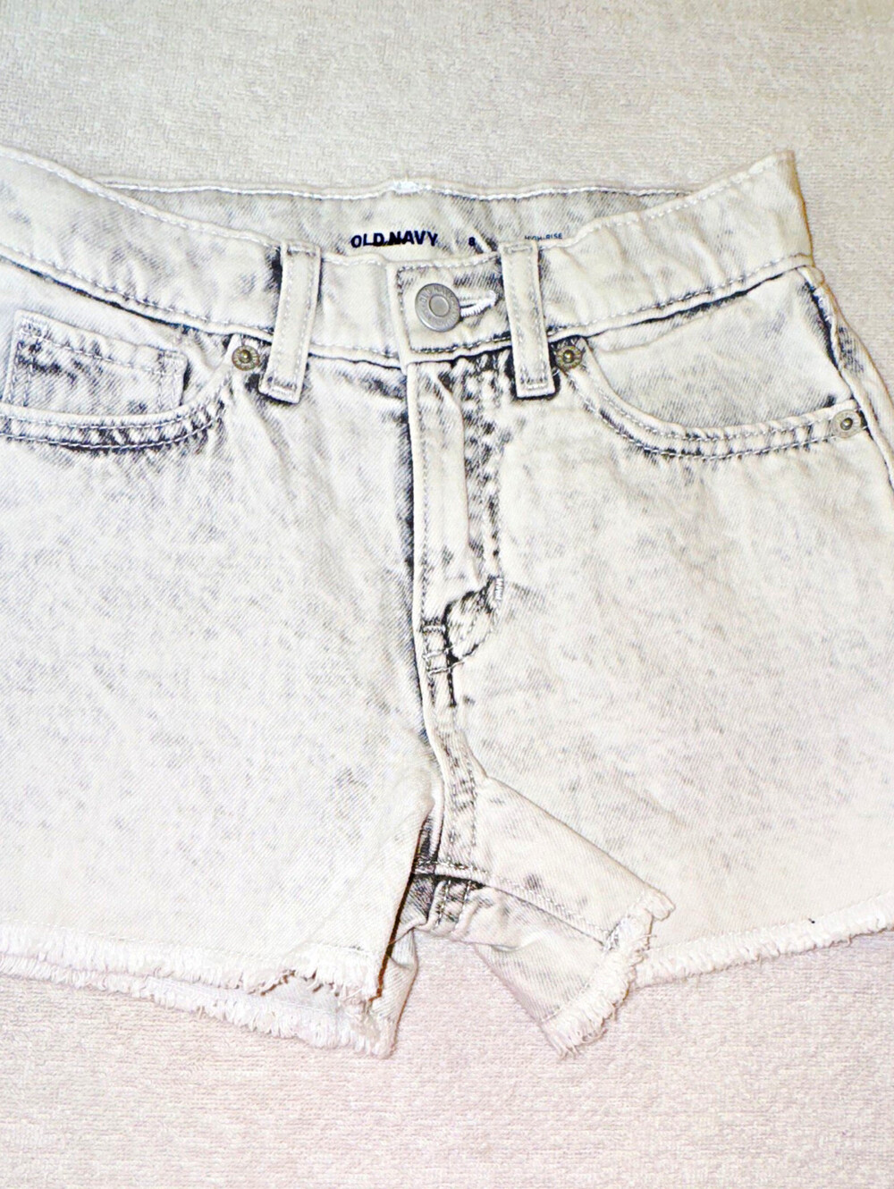 Old Navy Girls 8 Acid Wash Denim Cut-Off Shorts Adjustable Waist Pockets